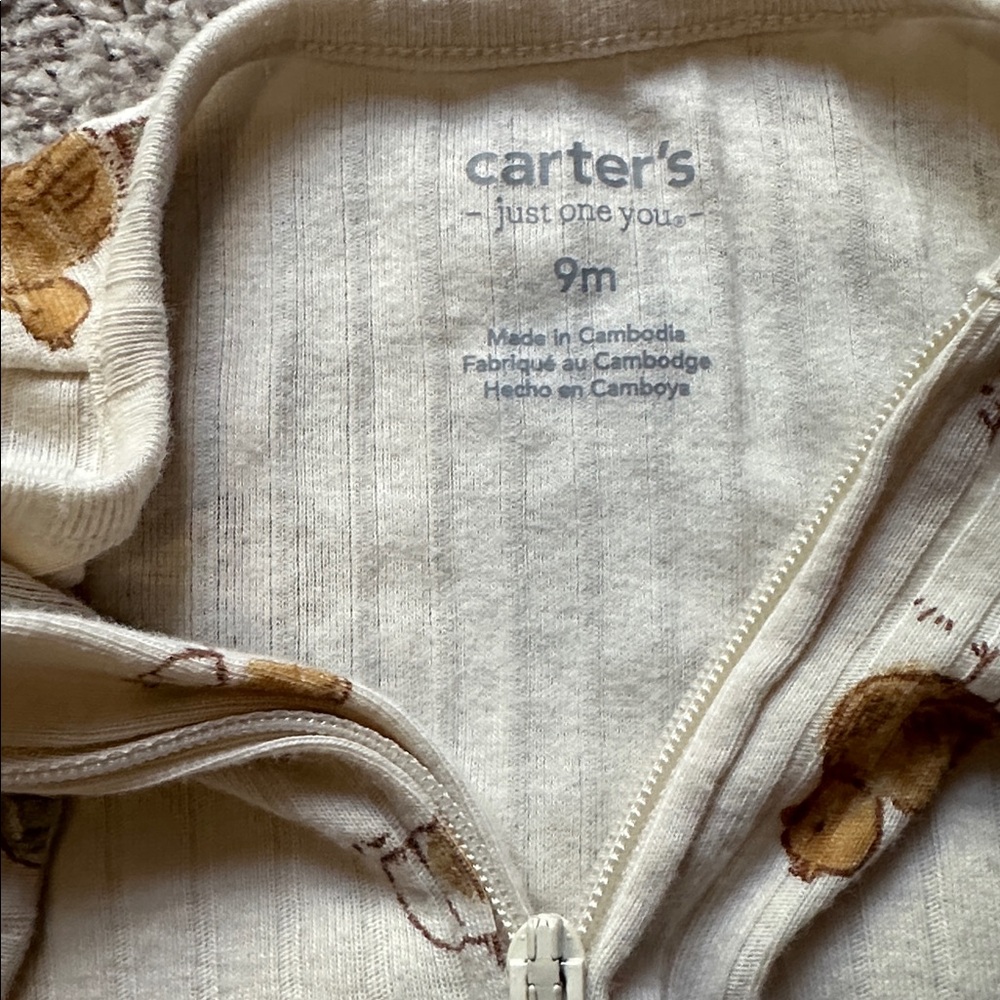 Carter's Cream Footed One Piece with Bear Pattern - Picture 2 of 4
